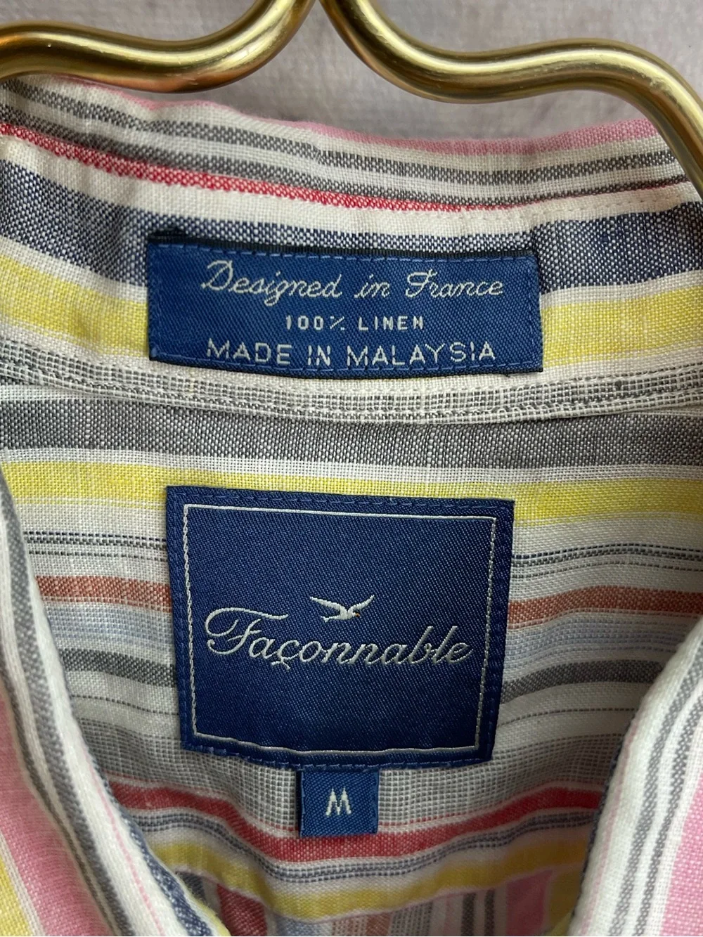 Faconnable size medium long sleeve buttondown shirt linen multicolor